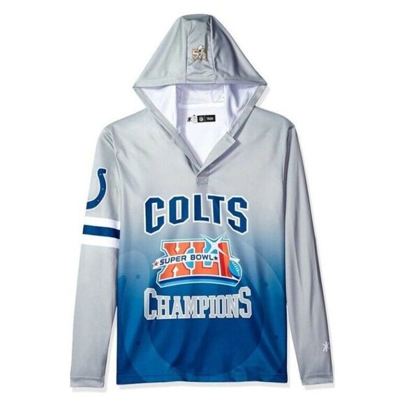 NFL Indianapolis Colts Super Bowl XLI Champions Hood Long Sleeve Tee Mens Medium - Picture 1 of 7